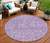 8' Lilac And Purple Round Floral Washable Indoor Outdoor Area Rug