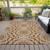 8' X 10' Orange Copper And Beige Floral Medallion Washable Indoor Outdoor Area Rug