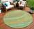 8' Green Peach And Gold Round Abstract Washable Indoor Outdoor Area Rug