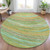 8' Green Peach And Gold Round Abstract Washable Indoor Outdoor Area Rug