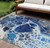 10' X 14' Navy Blue And Gray Nautical Washable Indoor Outdoor Area Rug