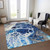10' X 14' Navy Blue And Gray Nautical Washable Indoor Outdoor Area Rug