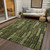 8' X 10' Olive Green And Dark Olive Green Striped Washable Indoor Outdoor Area Rug