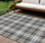 10' X 14' Charcoal Ivory And Gold Plaid Washable Indoor Outdoor Area Rug