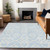 10' X 14' Sky Blue And Ivory Trellis Washable Indoor Outdoor Area Rug