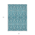 10' X 14' Teal Blue And Ivory Damask Washable Indoor Outdoor Area Rug