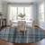 8' Round Teal Round Plaid Washable Non Skid Indoor Outdoor Area Rug