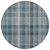 8' Round Teal Round Plaid Washable Non Skid Indoor Outdoor Area Rug