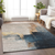 10' X 14' Taupe Black And Blue Abstract Washable Indoor Outdoor Area Rug
