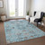 8' X 10' Sky Blue Gray And Charcoal Floral Washable Indoor Outdoor Area Rug