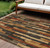 10' X 14' Coffee And Brown Striped Washable Indoor Outdoor Area Rug