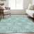 10' X 14' Turquoise Teal Blue And Ivory Medallion Washable Indoor Outdoor Area Rug