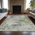 10' X 14' Linen Fern Green And Beige Abstract Washable Indoor Outdoor Area Rug
