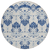 8' Navy Blue Beige And Denim Blue Round Oriental Washable Indoor Outdoor Area Rug