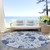 8' Navy Blue Beige And Denim Blue Round Oriental Washable Indoor Outdoor Area Rug