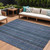 10' X 14' Blue Gray And Sky Blue Striped Washable Indoor Outdoor Area Rug