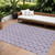 9' X 12' Purple And Ivory Ogee Washable Indoor Outdoor Area Rug