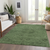 8' X 10' Fern Green And Dark Green Floral Washable Indoor Outdoor Area Rug