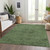 8' X 10' Fern Green And Dark Green Floral Washable Indoor Outdoor Area Rug
