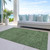 8' X 10' Fern Green And Dark Green Floral Washable Indoor Outdoor Area Rug