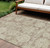8' X 10' Brown Tan And Beige Floral Washable Indoor Outdoor Area Rug