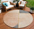 8' Coral Peach And Gray Round Abstract Washable Indoor Outdoor Area Rug