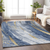 8' X 10' Blue Gold And Ivory Abstract Washable Indoor Outdoor Area Rug