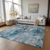 8' X 10' Teal Blue And Navy Blue Abstract Washable Indoor Outdoor Area Rug