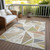 9' X 12' Ivory Brown And Green Geometric Washable Indoor Outdoor Area Rug