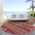 8' Red And Ivory Round Southwestern Washable Indoor Outdoor Area Rug