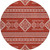 8' Red And Ivory Round Southwestern Washable Indoor Outdoor Area Rug