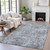 9' X 12' Blue And Taupe Abstract Washable Indoor Outdoor Area Rug