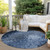 8' Round Blue Round Washable Non Skid Indoor Outdoor Area Rug - Blue