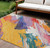 8' X 10' Gold Purple And Teal Blue Abstract Washable Indoor Outdoor Area Rug