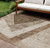 9' X 12' Brown And Beige Geometric Washable Indoor Outdoor Area Rug