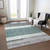 10' X 14' Teal Blue Off White And Gray Abstract Washable Indoor Outdoor Area Rug