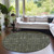 8' Round Moss Green and Gray Round Floral Washable Non Skid Indoor Outdoor Area Rug