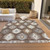 9' X 12' Brown Ivory And Taupe Southwestern Washable Indoor Outdoor Area Rug