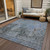 8' X 10' Gray Charcoal And Blue Abstract Washable Indoor Outdoor Area Rug