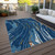 8' X 10' Navy Blue Gold And Copper Abstract Washable Indoor Outdoor Area Rug