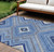 10' X 14' Blue Gray And Ivory Tribal Washable Indoor Outdoor Area Rug