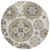 8' Beige Taupe And Brown Round Floral Medallion Washable Indoor Outdoor Area Rug