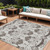 10' X 14' Chocolate Taupe And Beige Oriental Washable Indoor Outdoor Area Rug
