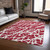 8' X 10' Red and White Abstract Washable Non Skid Indoor Outdoor Area Rug