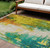 9' X 12' Green And Gold Abstract Washable Indoor Outdoor Area Rug