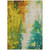 9' X 12' Green And Gold Abstract Washable Indoor Outdoor Area Rug