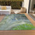 9' X 12' Green Lime Green And Artichoke Green Abstract Washable Indoor Outdoor Area Rug