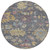 8' Blue Charcoal And Gold Round Floral Washable Indoor Outdoor Area Rug