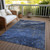 9' X 12' Denim Blue And Sky Blue Abstract Washable Indoor Outdoor Area Rug - Denim Blue, Sky Blue
