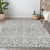 8' X 10' Gray And Ivory Damask Washable Indoor Outdoor Area Rug